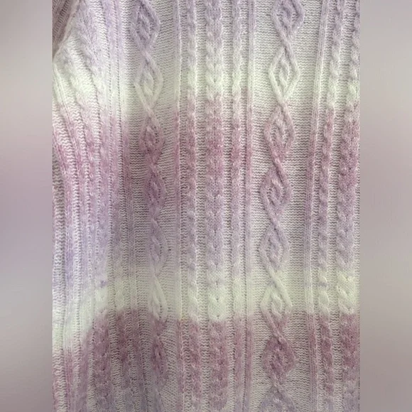 Vintage Alfred Dunner Sweater Ombré Lavender Lilac White Crochet Oversiz…​​ - Picture 3 of 8